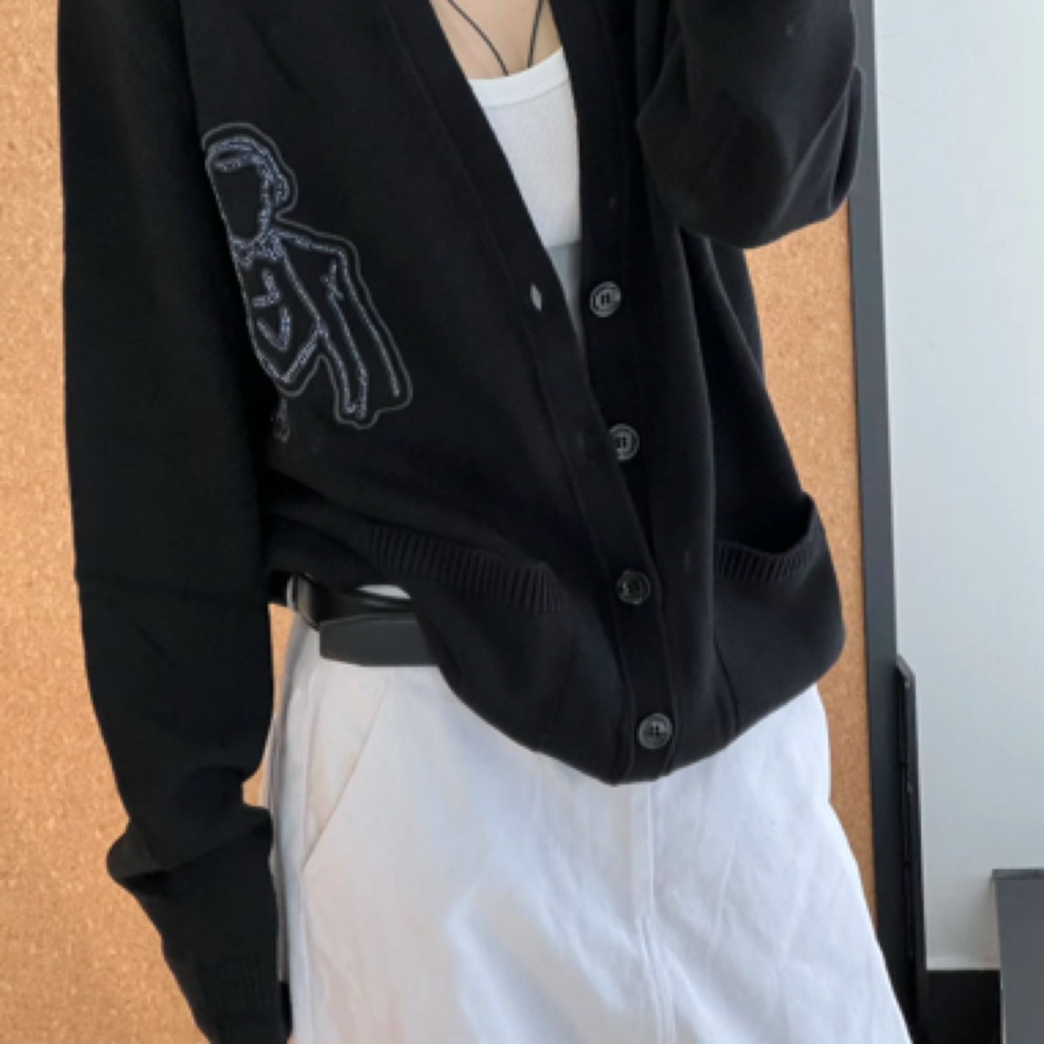 99新 LouisVuitton/路易威登 新款水钻太空人标语开衫/L码/38369