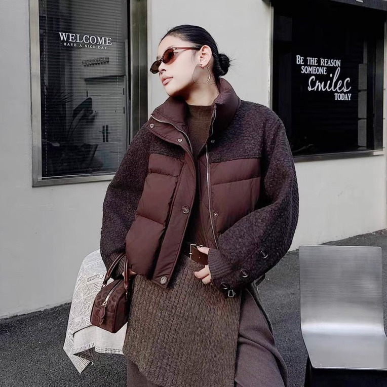 邹先森9918-30杭州品牌拼接显瘦百搭时尚加厚立领短款休闲网红