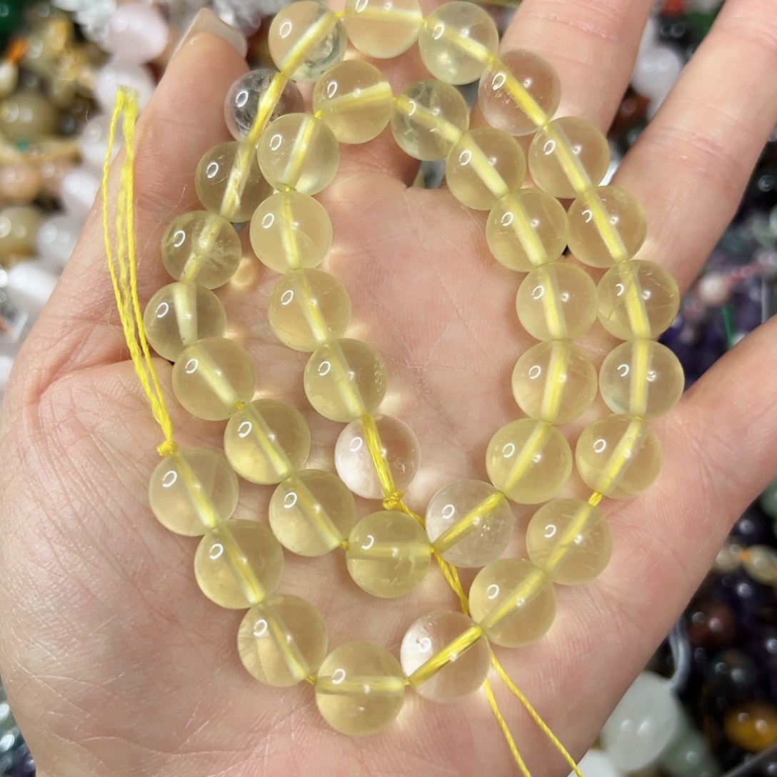 ੯***˗玛瑙/玉髓未镶嵌珠宝半成品，卡10高透柠檬黄水晶一条