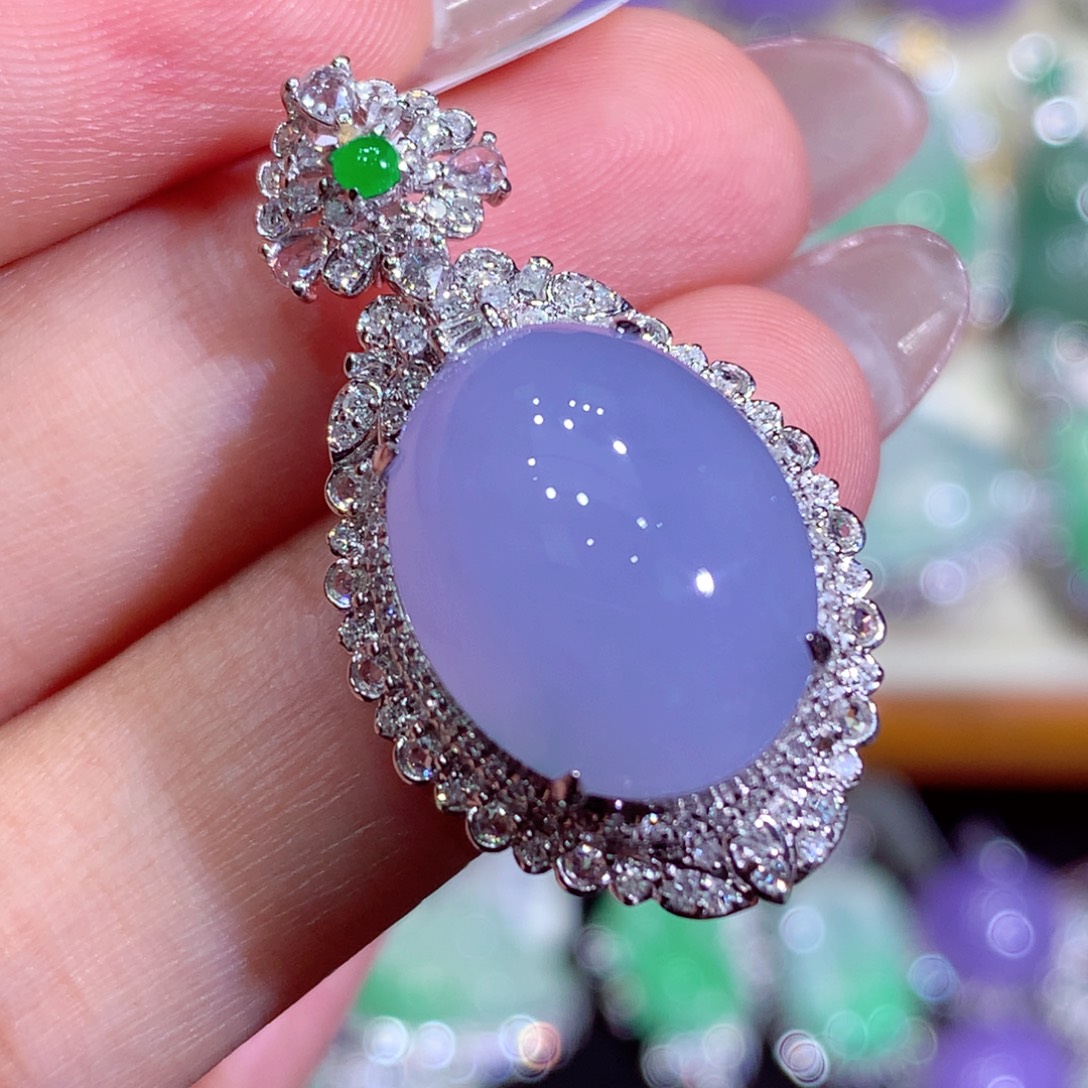 翡翠18K金镶嵌吊坠(不含链)