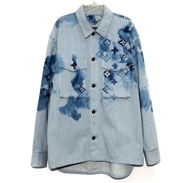 99新 LouisVuitton/路易威登 L码 水墨蓝色牛仔衬衫外套