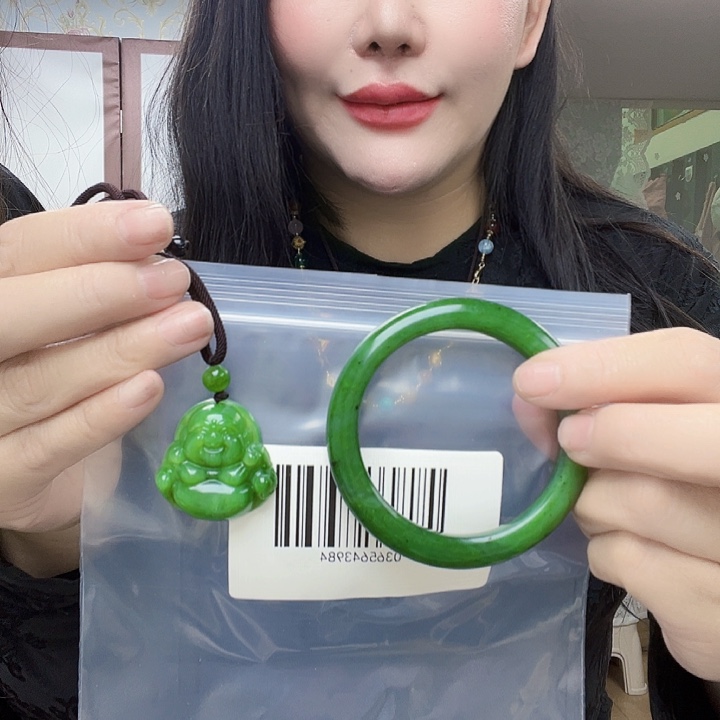 和田玉未镶嵌手镯搭佛公5859