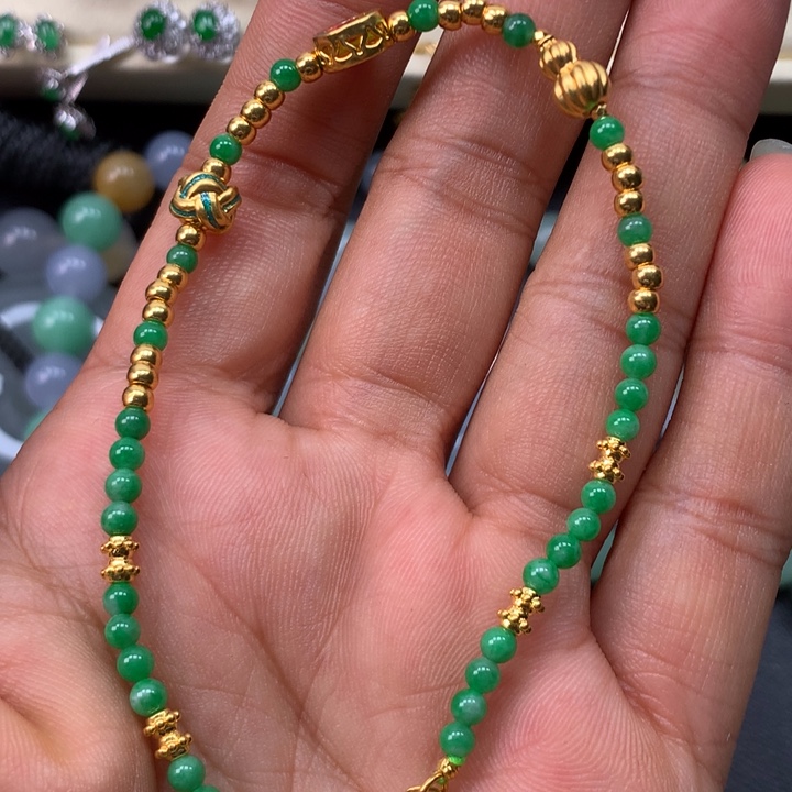总***朕翡翠足金镶嵌手链小米珠
