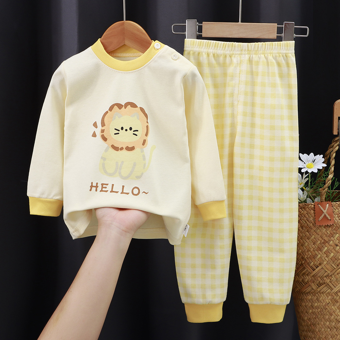 儿童内衣套装纯棉男童秋衣秋裤宝宝衣服保暖女童家居服秋装童装D