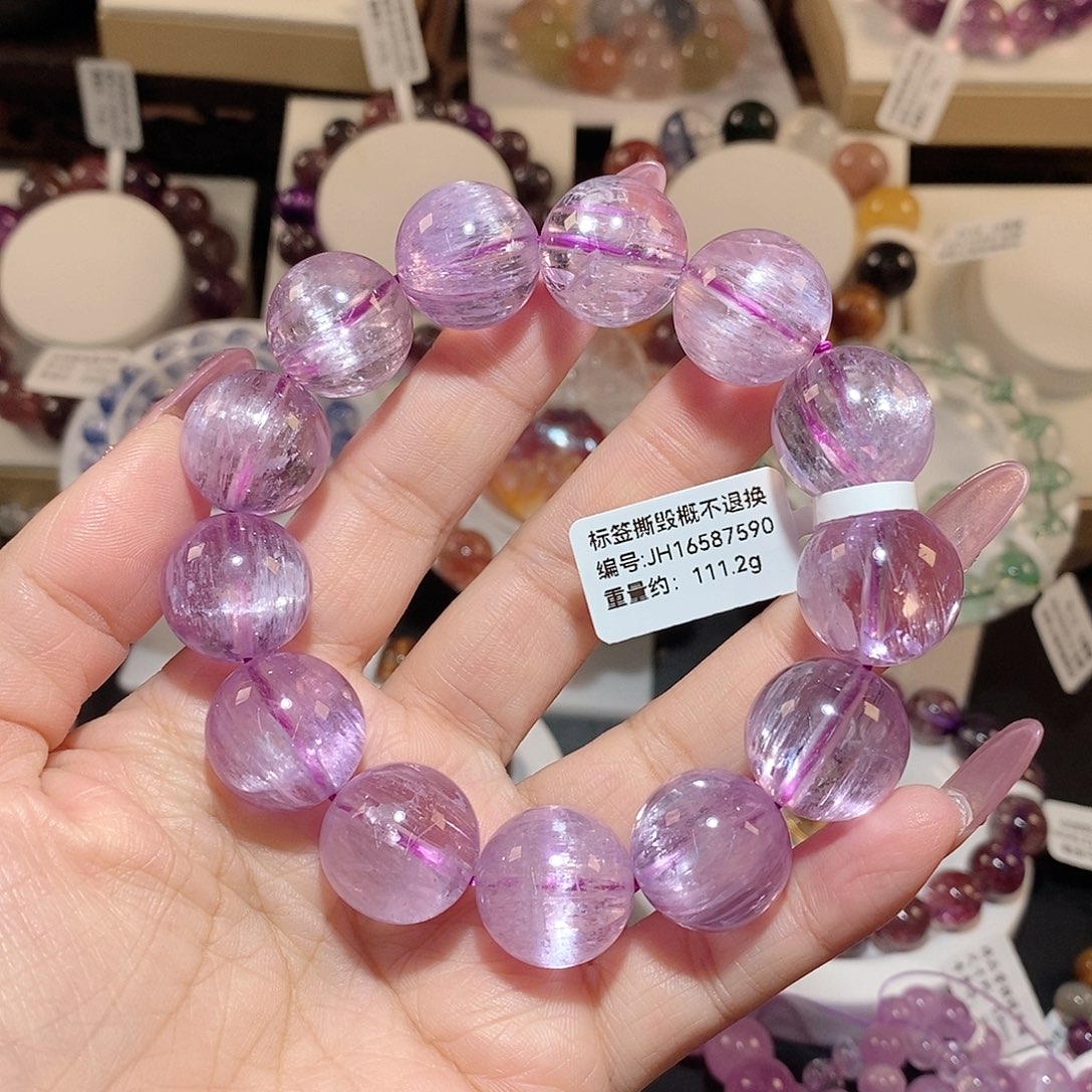 锂辉石手链银S925镶嵌小*宝紫锂辉