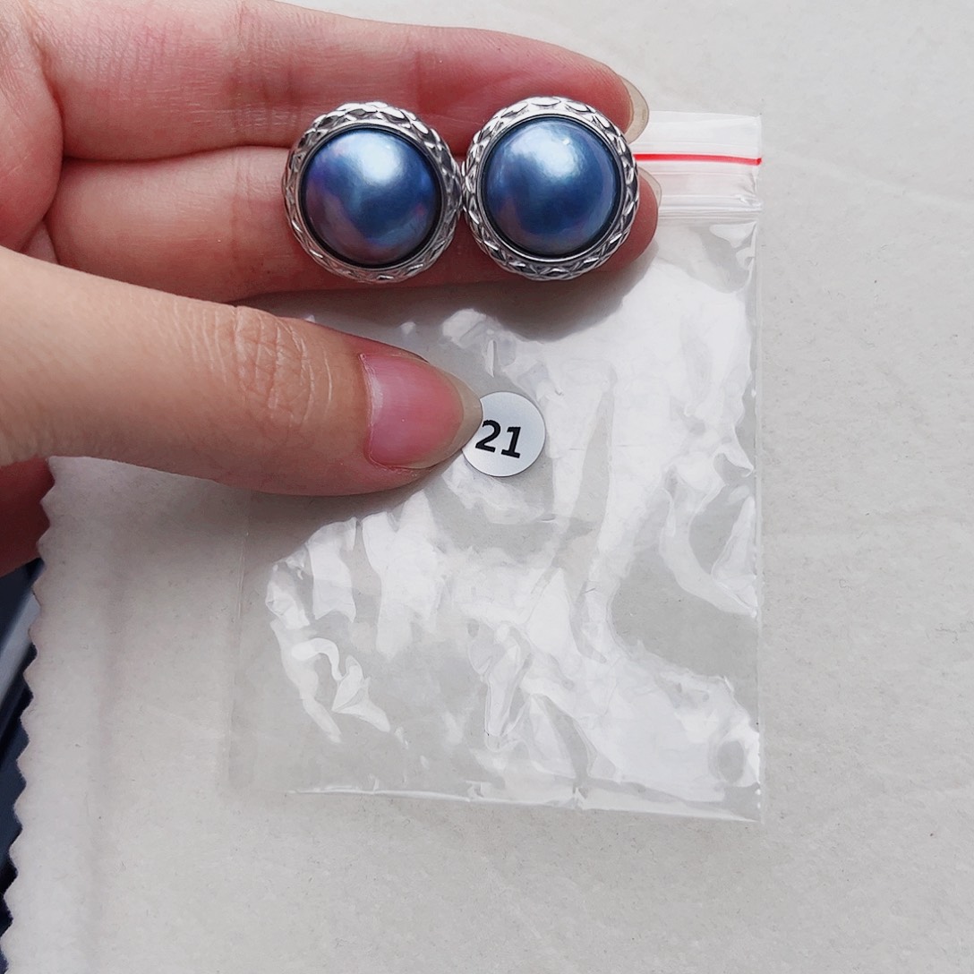 耳饰银S925镶嵌拼合珍珠（马贝珠）爱****儿