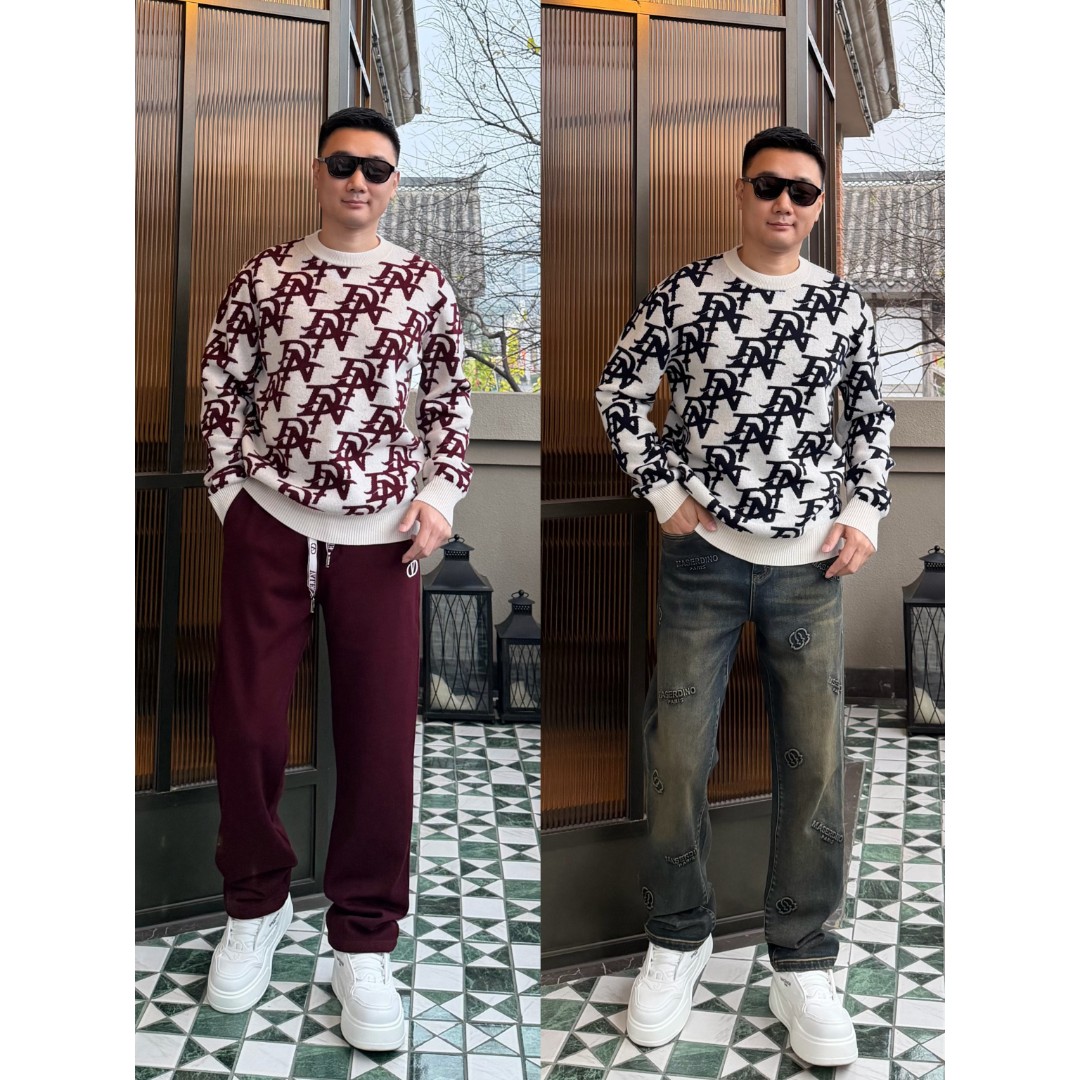 《国际行》2025冬男士印花圆领时尚休闲针织加厚宽松羊毛衫71178