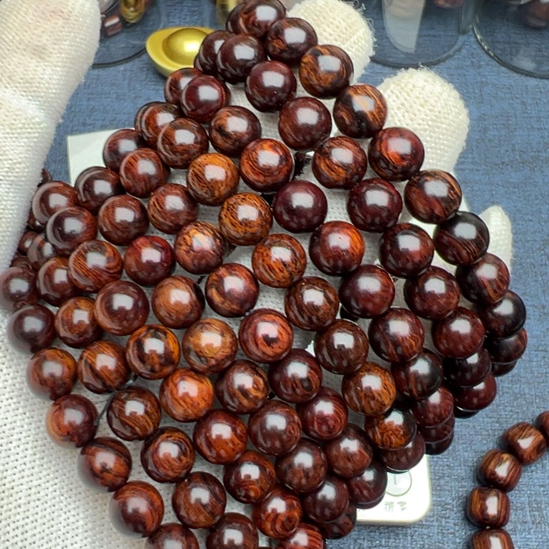 木海南红降花梨公0.8单圈黑金满纹