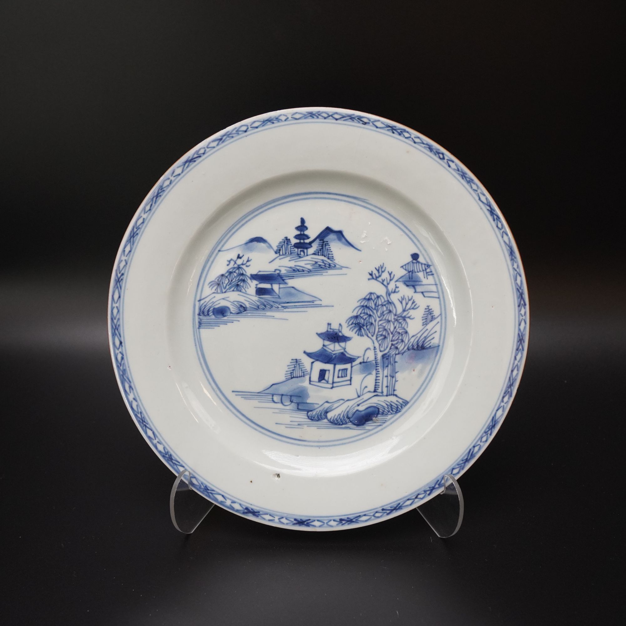 Lot.25071635清康熙青花赏盘 直径：约22.7cm