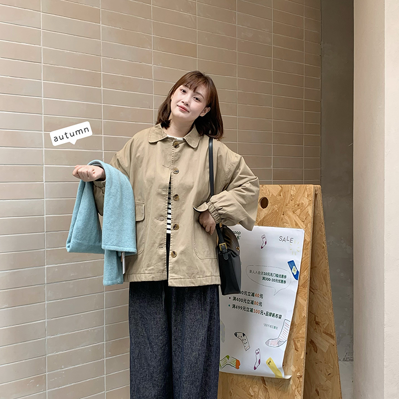西兰花花 秋冬新款加绒保暖工装外套复古文艺上衣宽松小个子女款
