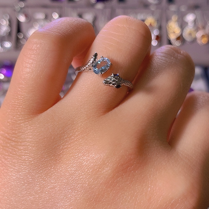 海蓝宝石戒圈银S925镶嵌