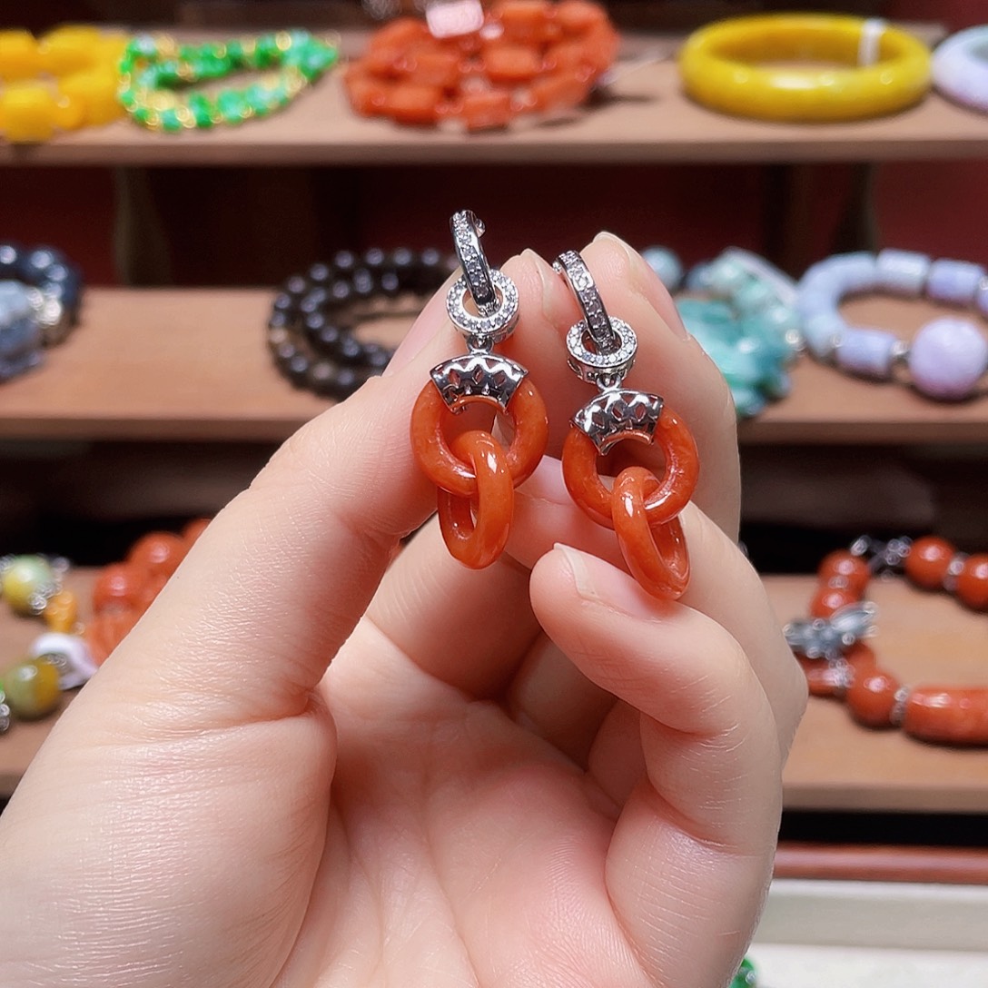 翡翠未镶嵌耳饰饰品