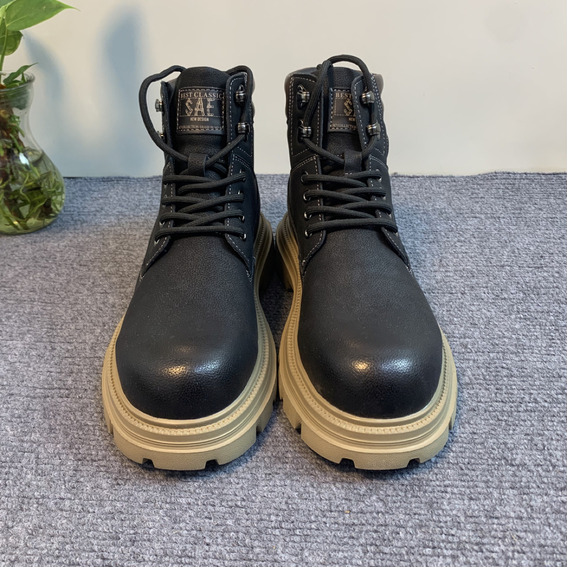 2025冬季常青树工装风马丁靴耐磨防滑加绒保暖厚底百搭休闲鞋高帮