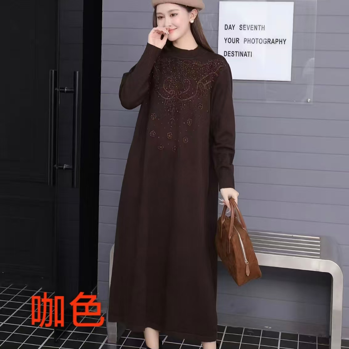 F1580冬季新款时尚安迪绒毛长裙