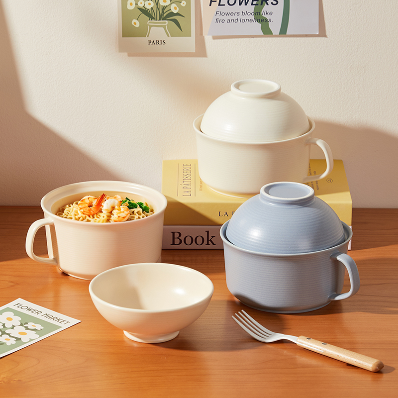 新款檀枂窑变系列带盖泡面碗复古家用创意陶瓷餐碗