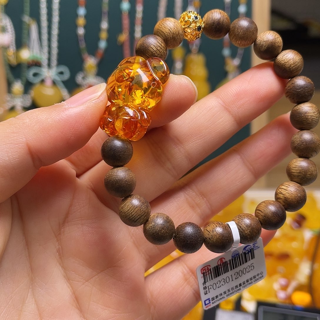 琥珀未镶嵌裸石手串