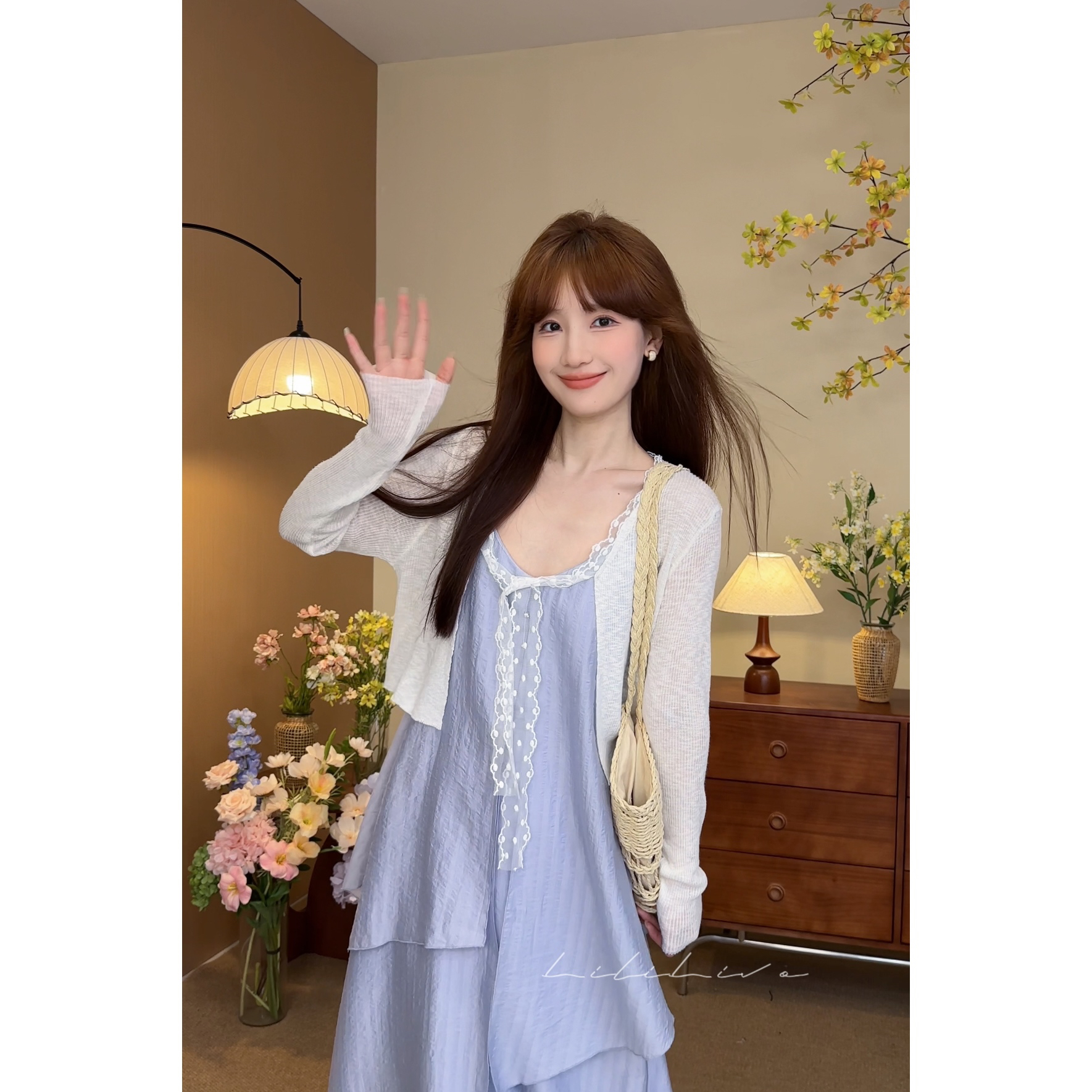 李李【蕾丝小衫】2025新款吊带薄款外套外搭短款白色披肩上衣DRC135