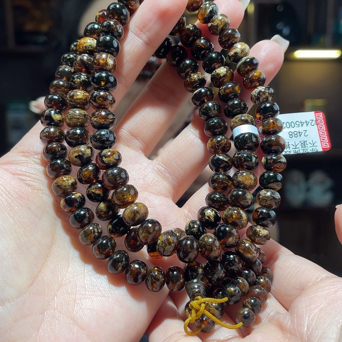 琥珀颈饰未镶嵌8m花珀