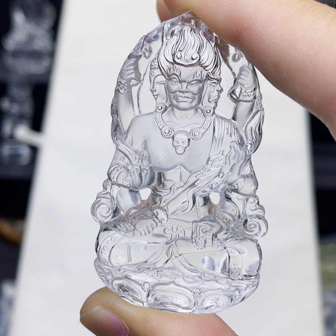 【闪购商品】水晶颈饰未镶嵌周*佳白水晶大师精雕不动明王