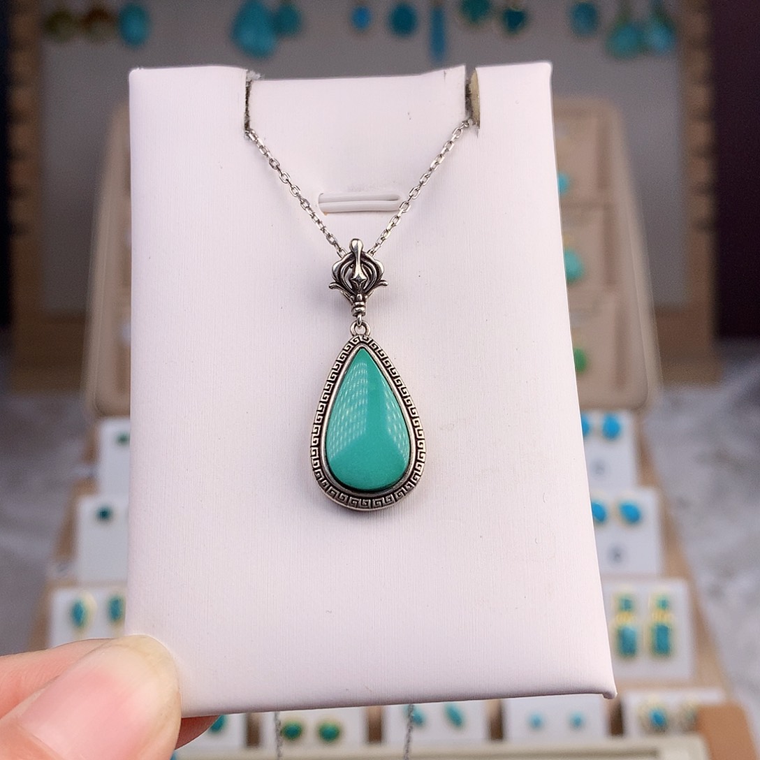 绿松石颈饰银S925镶嵌