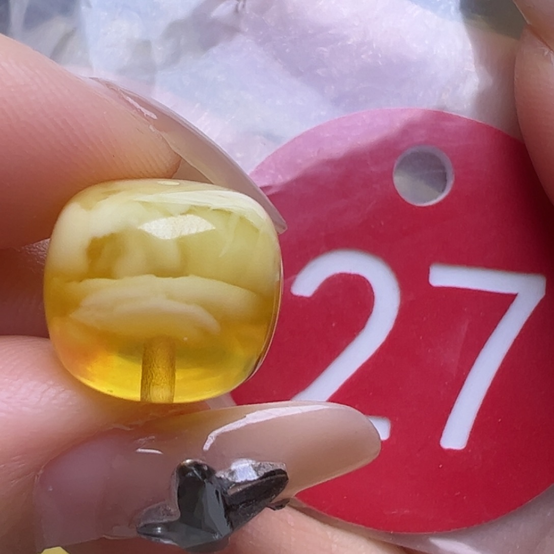 蜜蜡未镶嵌珠宝奇石13.5mm金瓷白老型