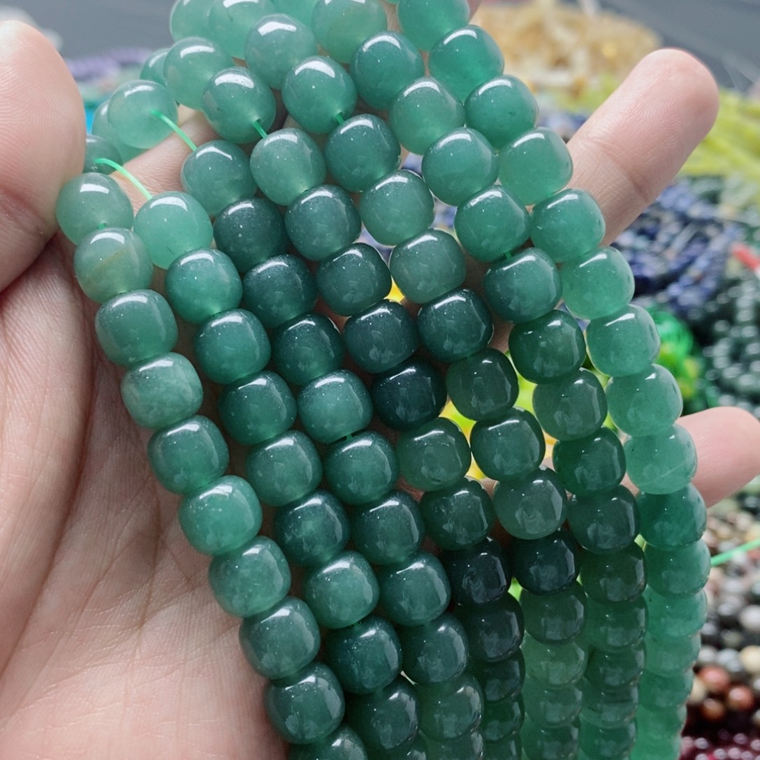 玛瑙/玉髓未镶嵌珠宝半成品一条天然10x8mm蓝水东岭玉墩墩珠