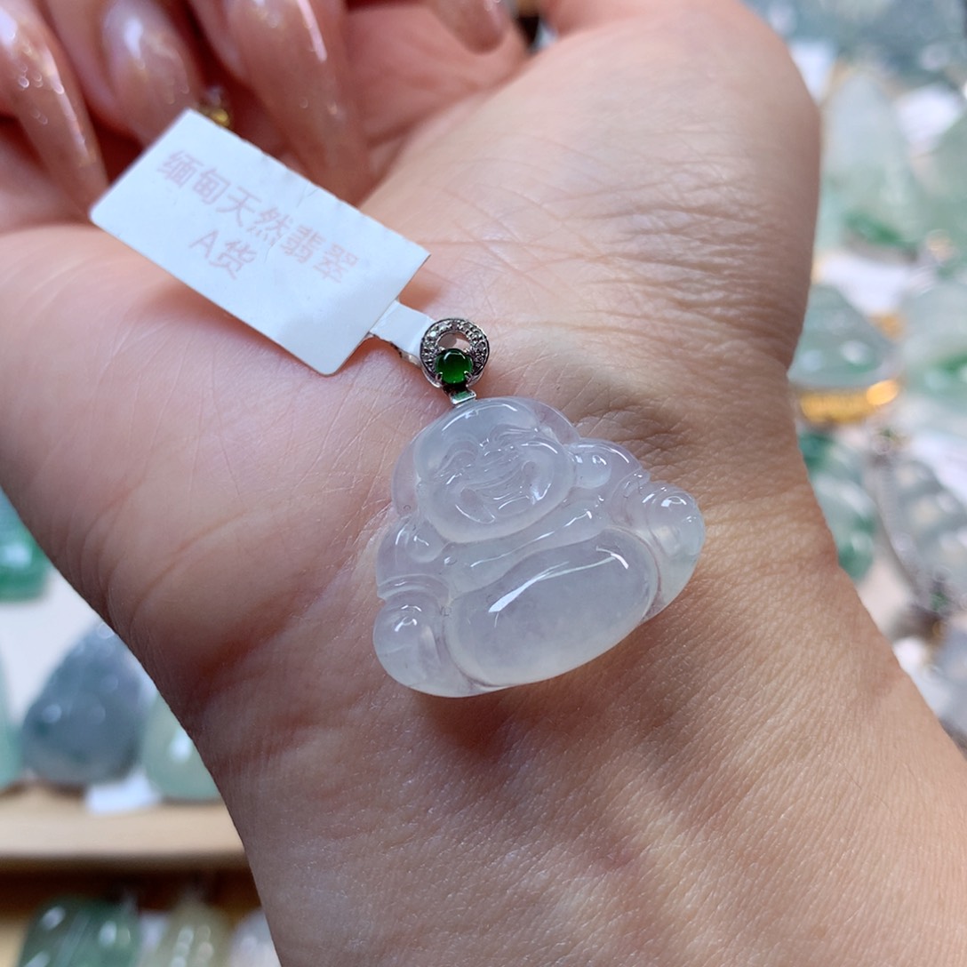 翡翠吊坠(不含链)18K金镶嵌