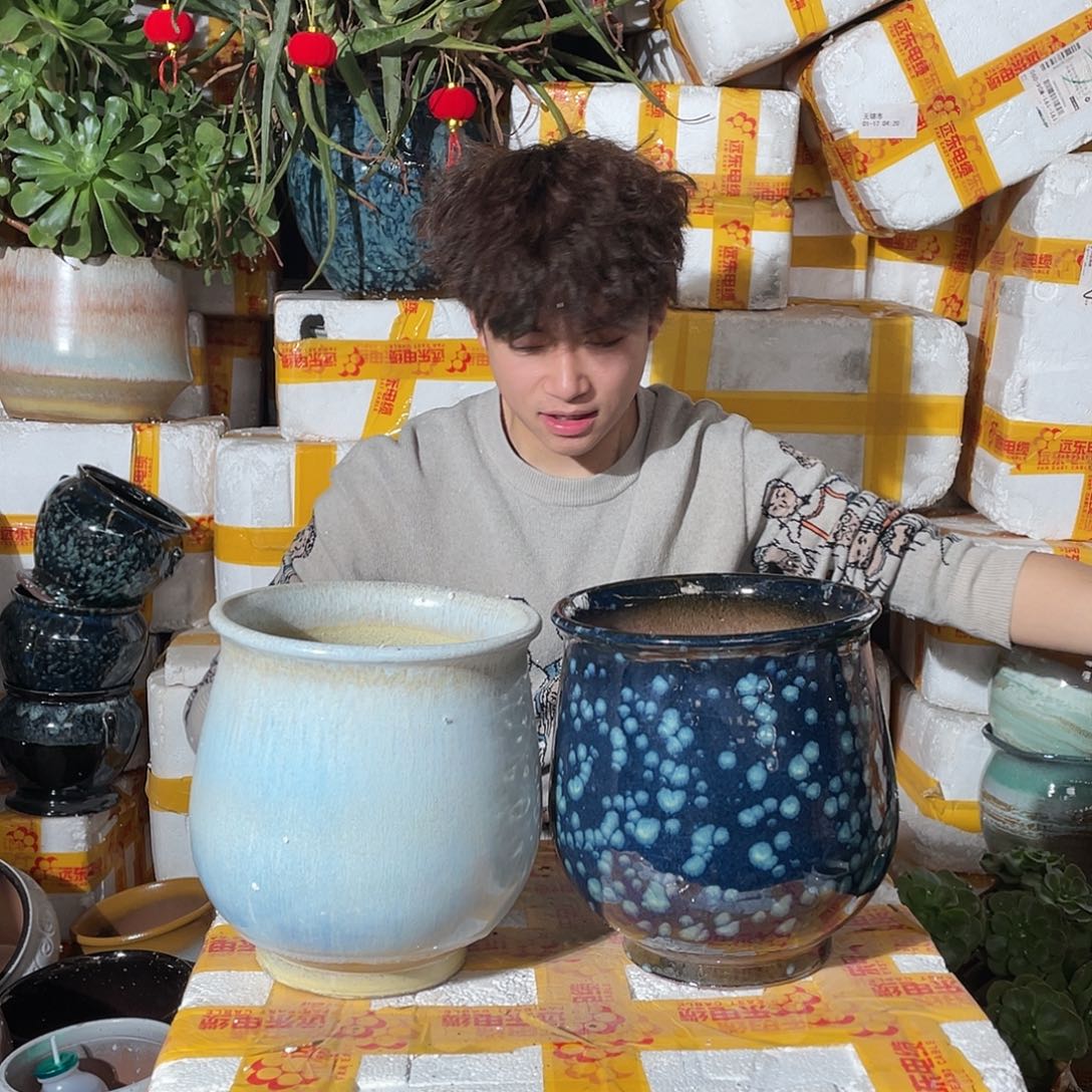 无铅玻璃宜兴紫砂花盆