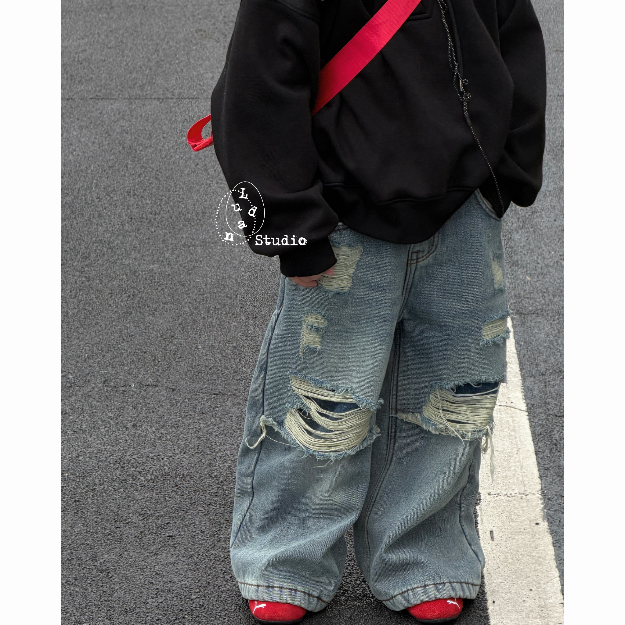 【现货】卤蛋童装：破洞重塑/经典破洞裤加绒直筒男女童251025