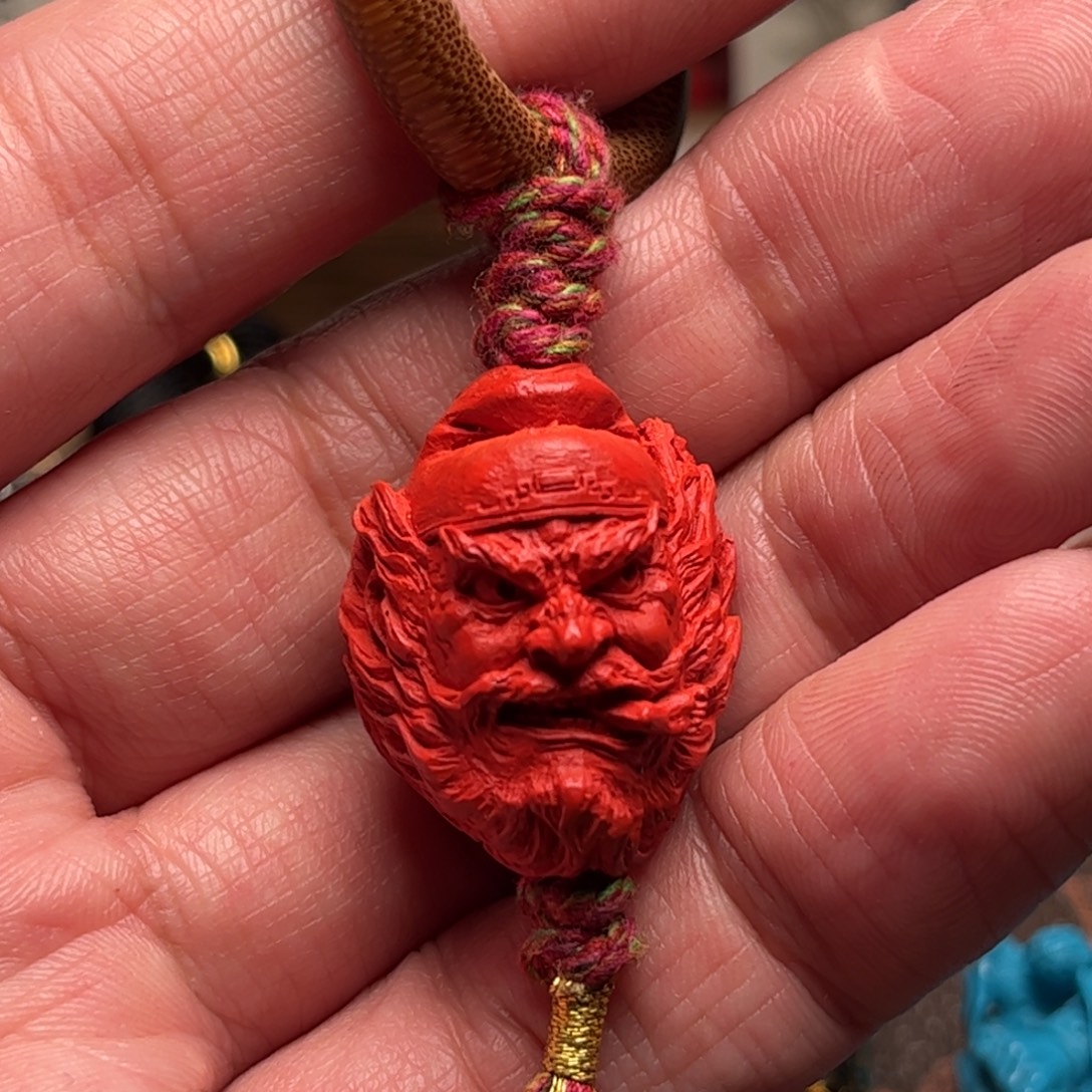 友***岁大叶紫檀（黑酸枝木类）朱砂钟馗伏魔吊坠