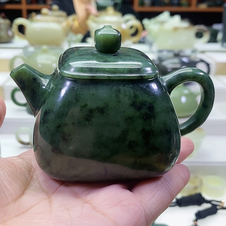 和田玉未镶嵌挂件茶壶150m l