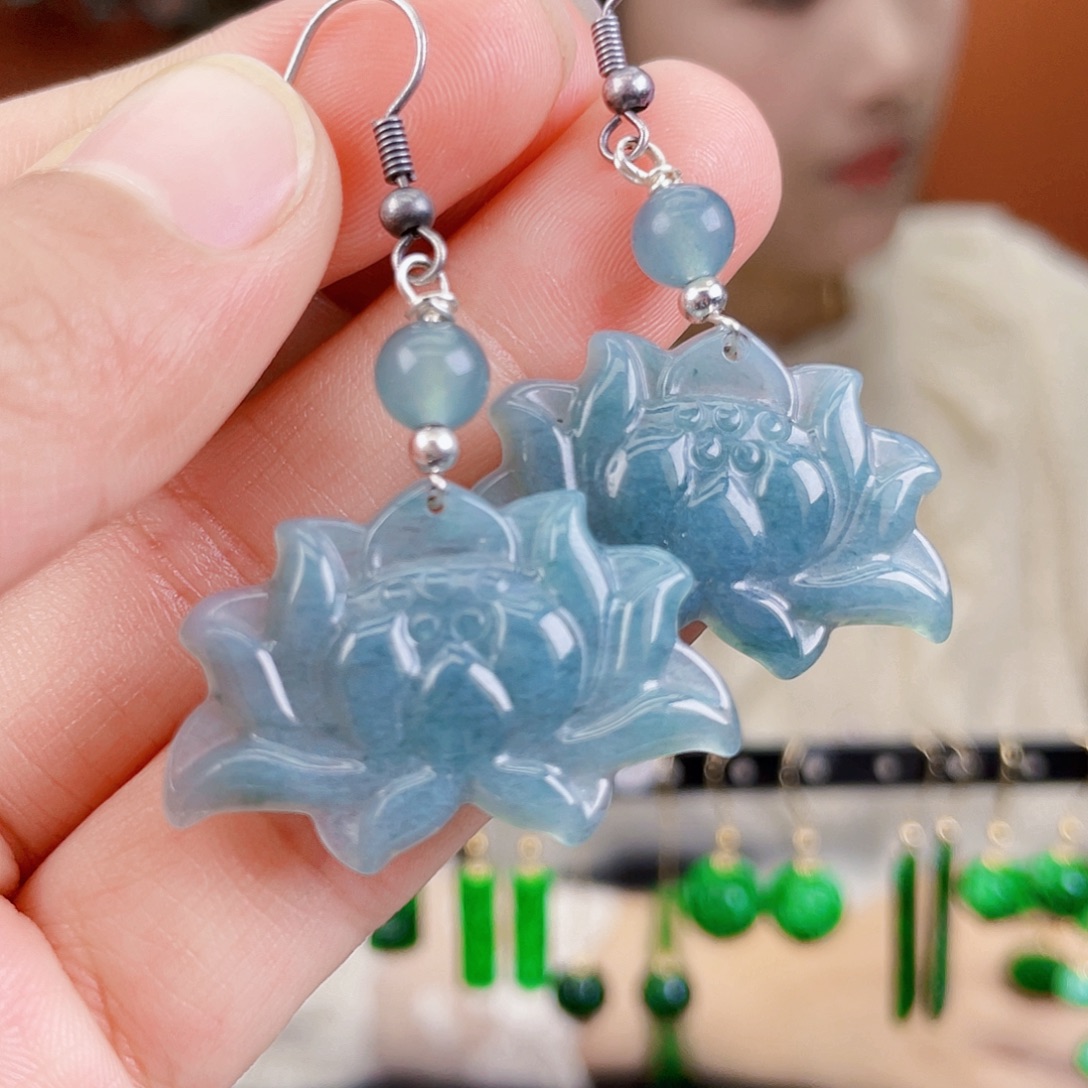 翡翠未镶嵌耳饰饰品