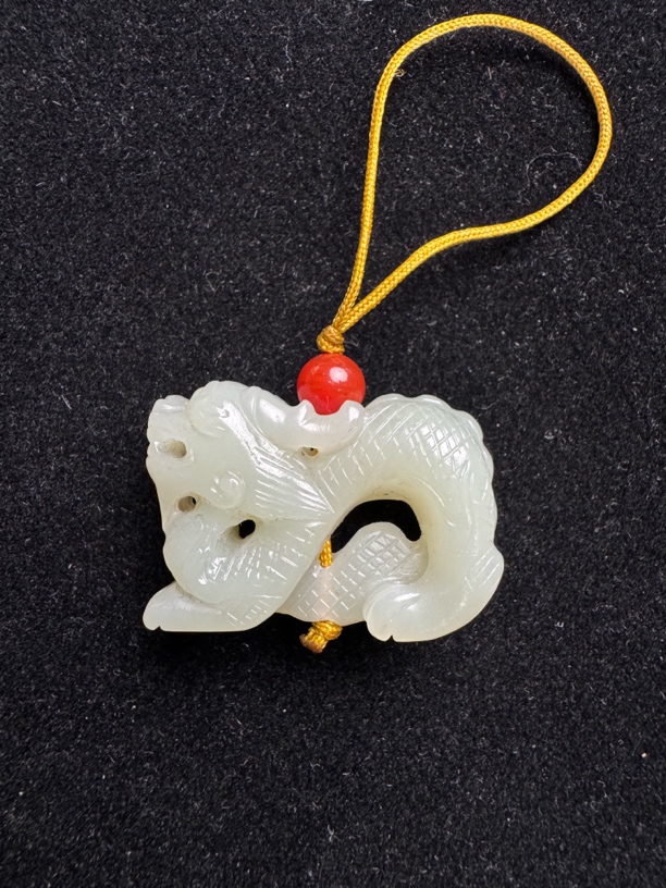 创汇 和田玉 卧龙挂件