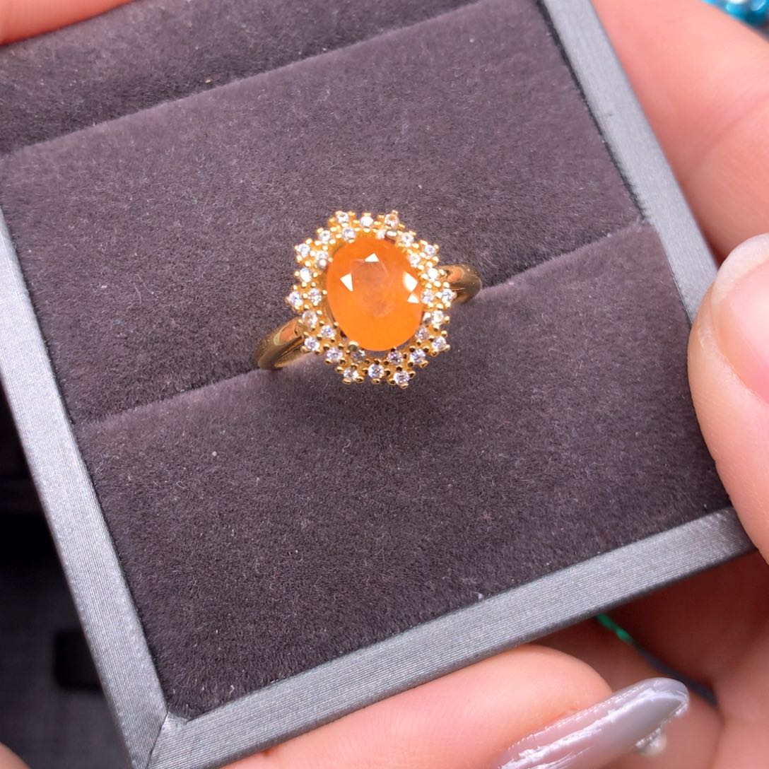 石榴石（芬达石）戒指银S925镶嵌