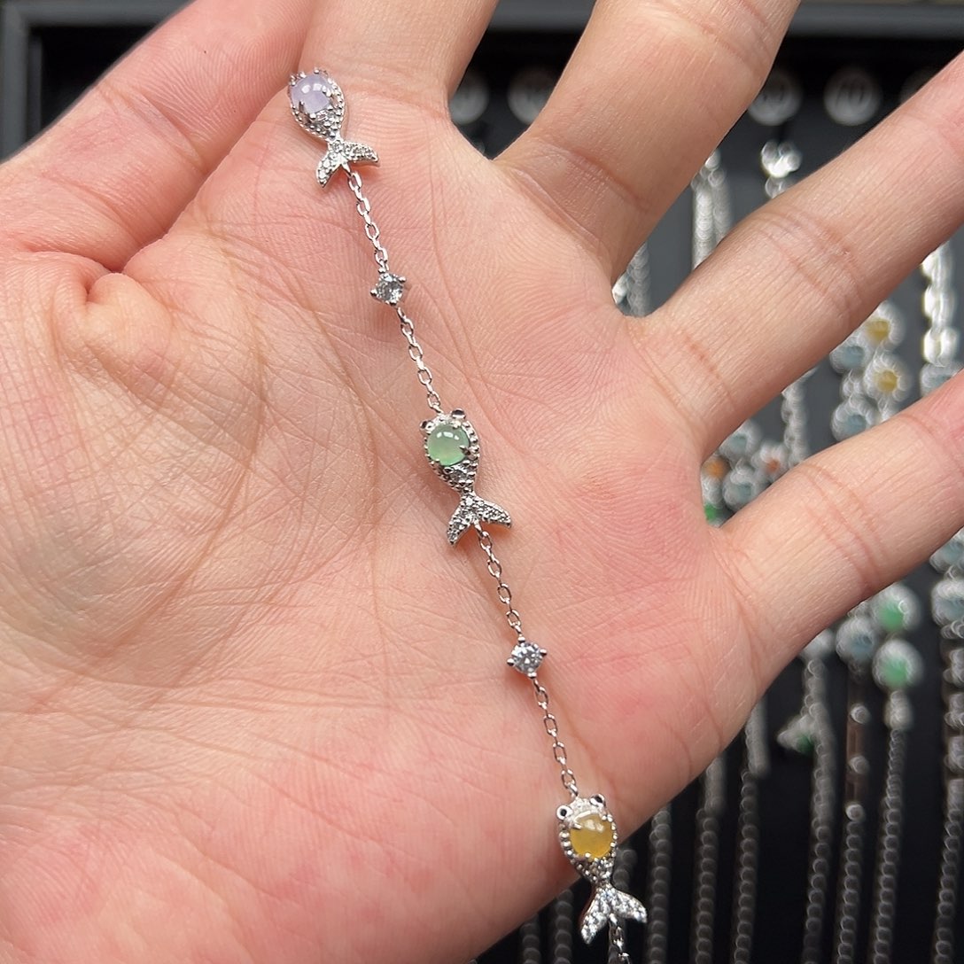 翡翠银S925镶嵌手链