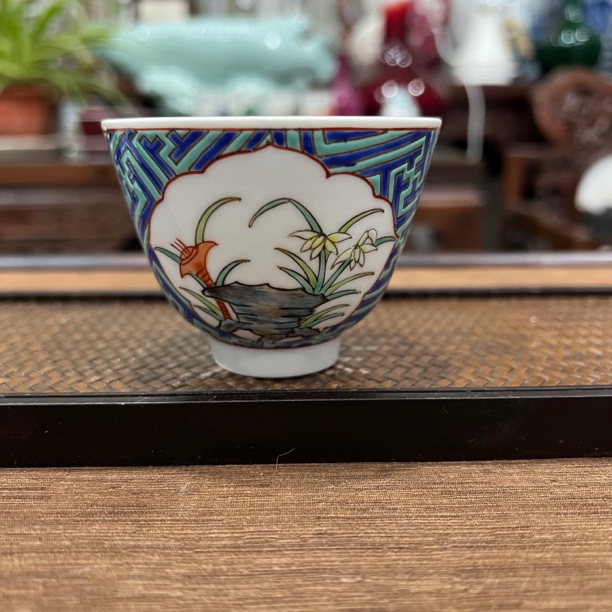 景德镇手绘古法精工万字开窗花卉主人杯90cc