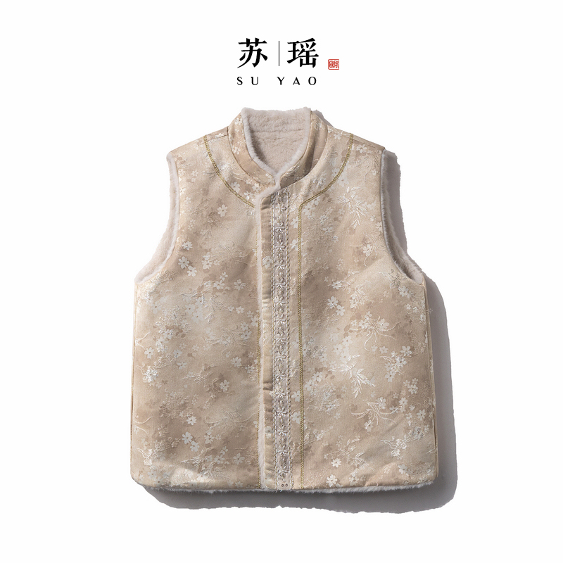 【雪羽】冬季2025新款马甲女式新中式宽松国风气质加厚提花上衣马夹