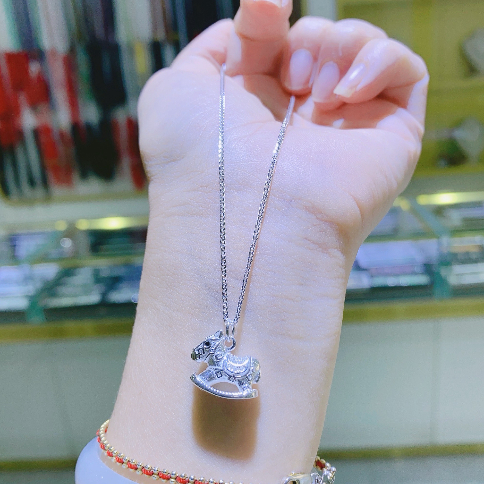 坠链均足银 坠链纯银民族风马吊坠首饰日韩时尚锁骨链轻奢女