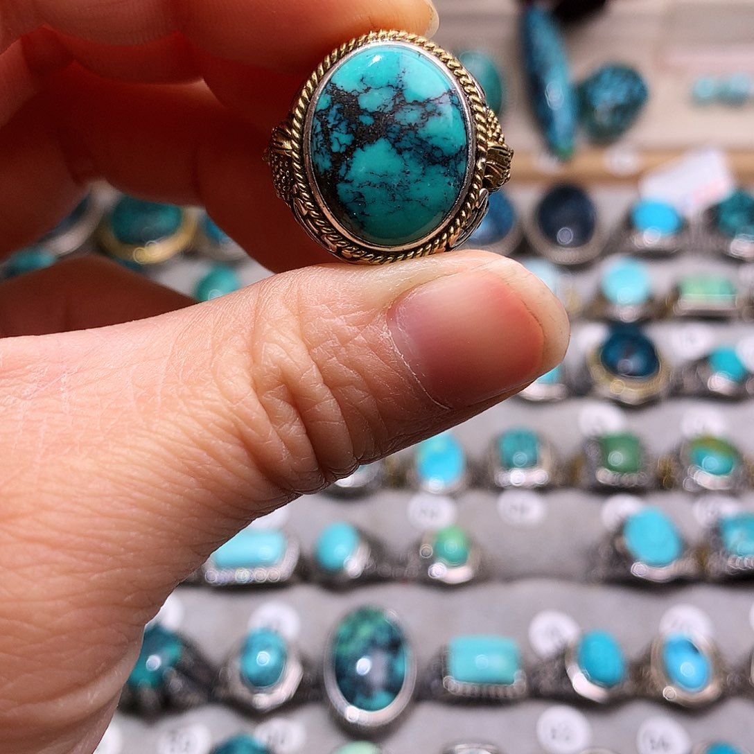 绿松石挂件银S925镶嵌