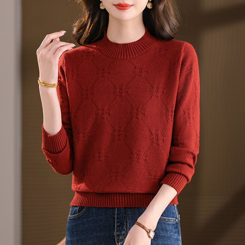 羊毛衫冬季女厚款保暖半高领打底宽松显瘦百搭气质时尚内搭针织衫