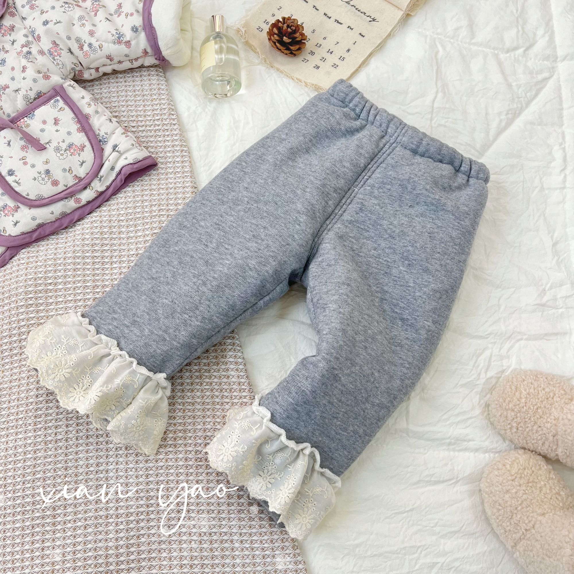 【升级第二代】女童加绒加厚棉裤外穿蕾丝边打底裤棉裤SJ-B-D517