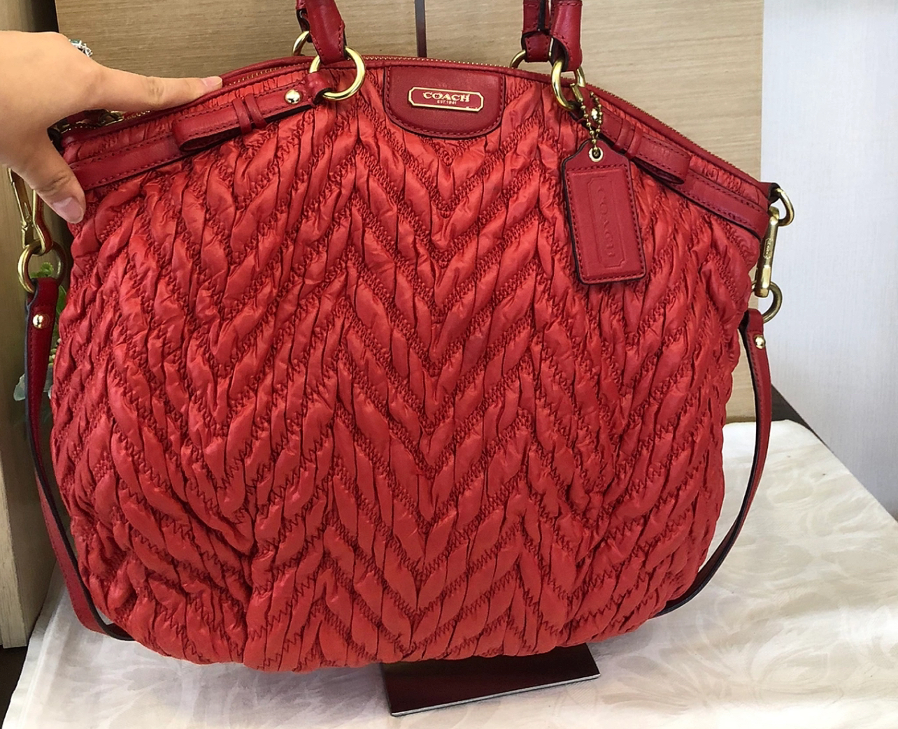 95新 COACH/蔻驰 蔻驰中古褶皱旅行包