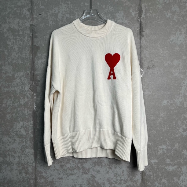 未使用 WE11 DONE XL *1/ami /米白色胸口刺绣毛衣/17760//JP