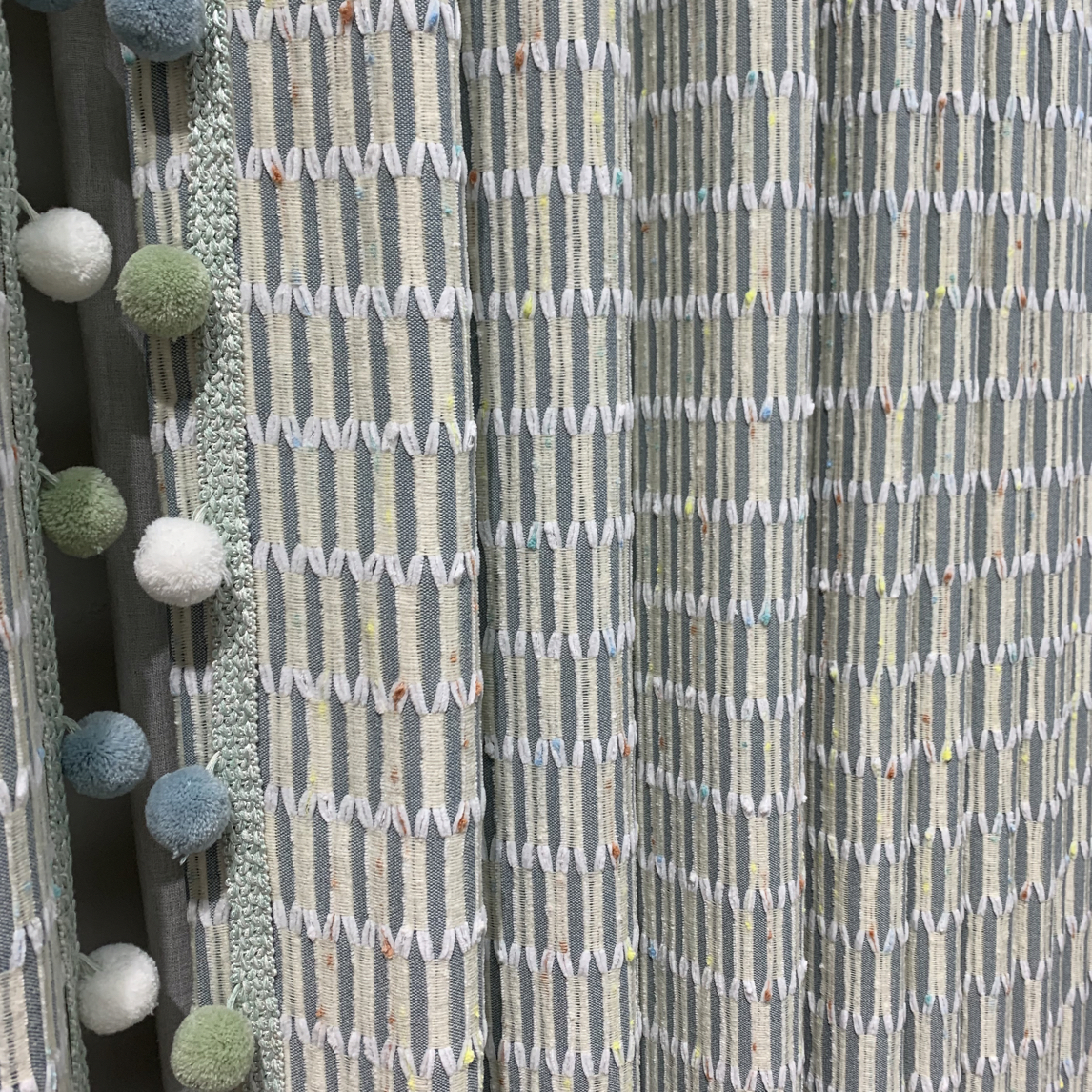 【缤纷世界】蓝色多巴胺法式奶油风雪尼尔提花窗帘儿童房定制