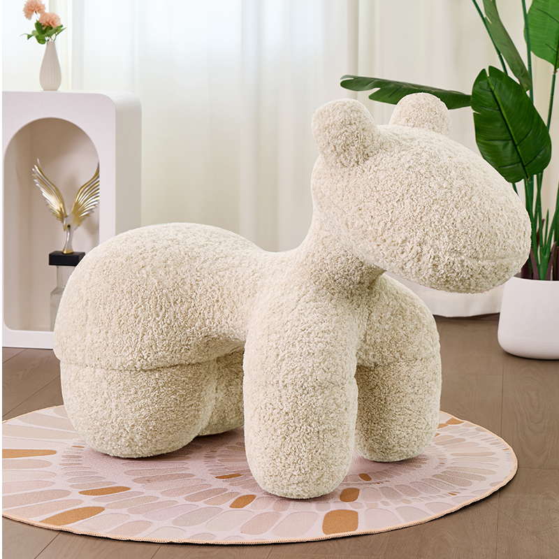 轻奢网红PE羊圈绒小马椅动物坐凳客厅家用创意摆件儿童凳座椅