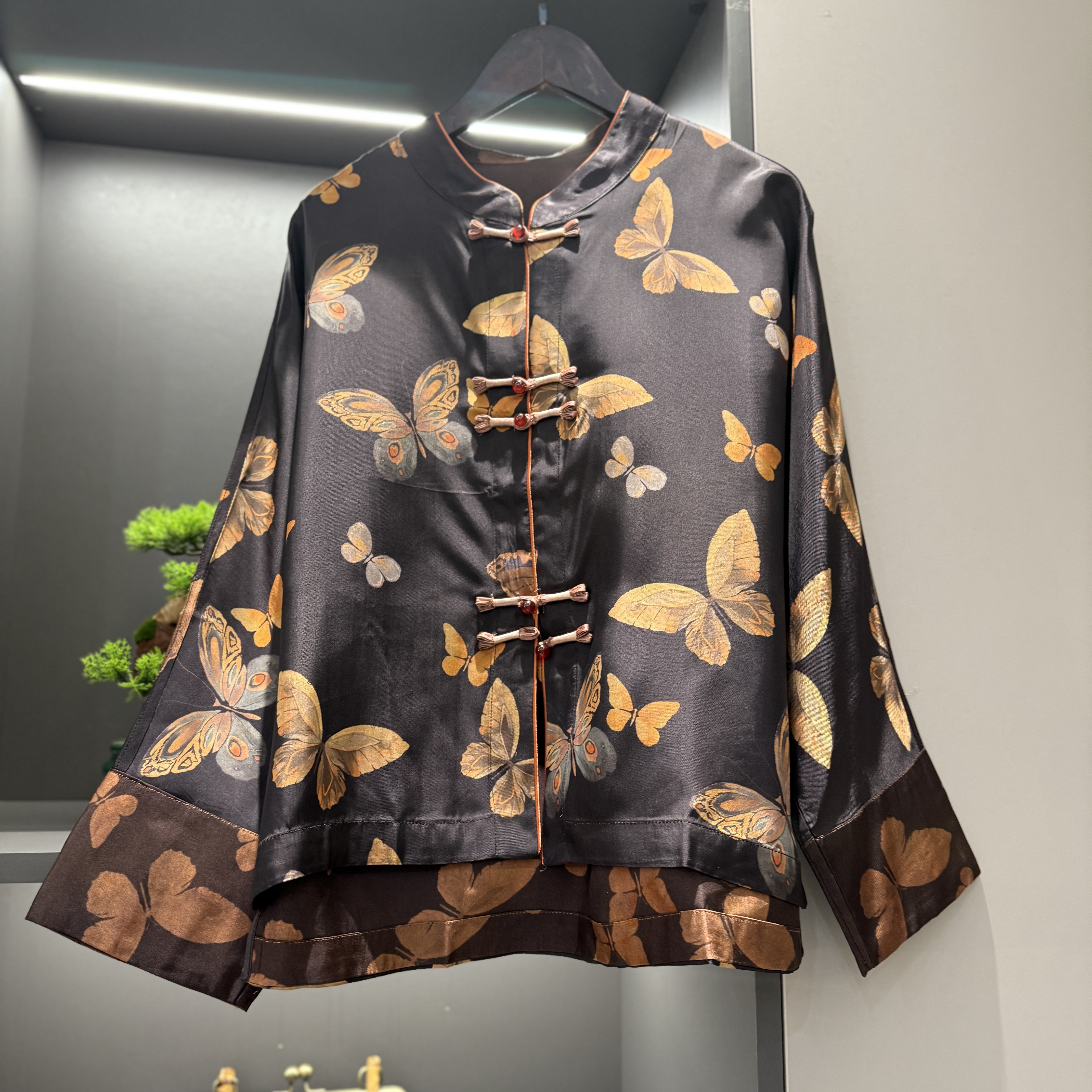 中式开衫复古盘扣传统改良蝴蝶花色气质春季女装宽松上衣2669
