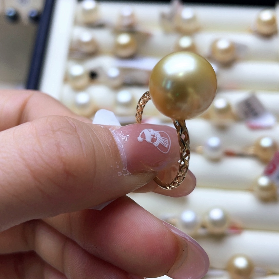 海水珍珠戒指18K金镶嵌