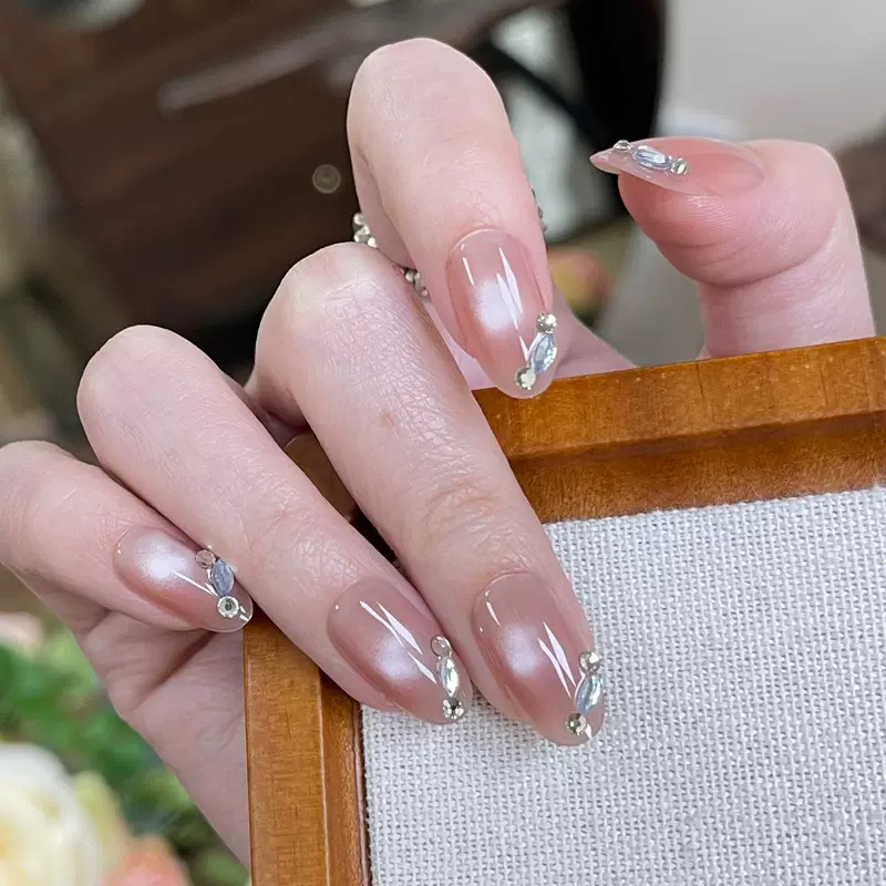 短椭圆【玻璃珠猫眼斜钻】穿戴甲36