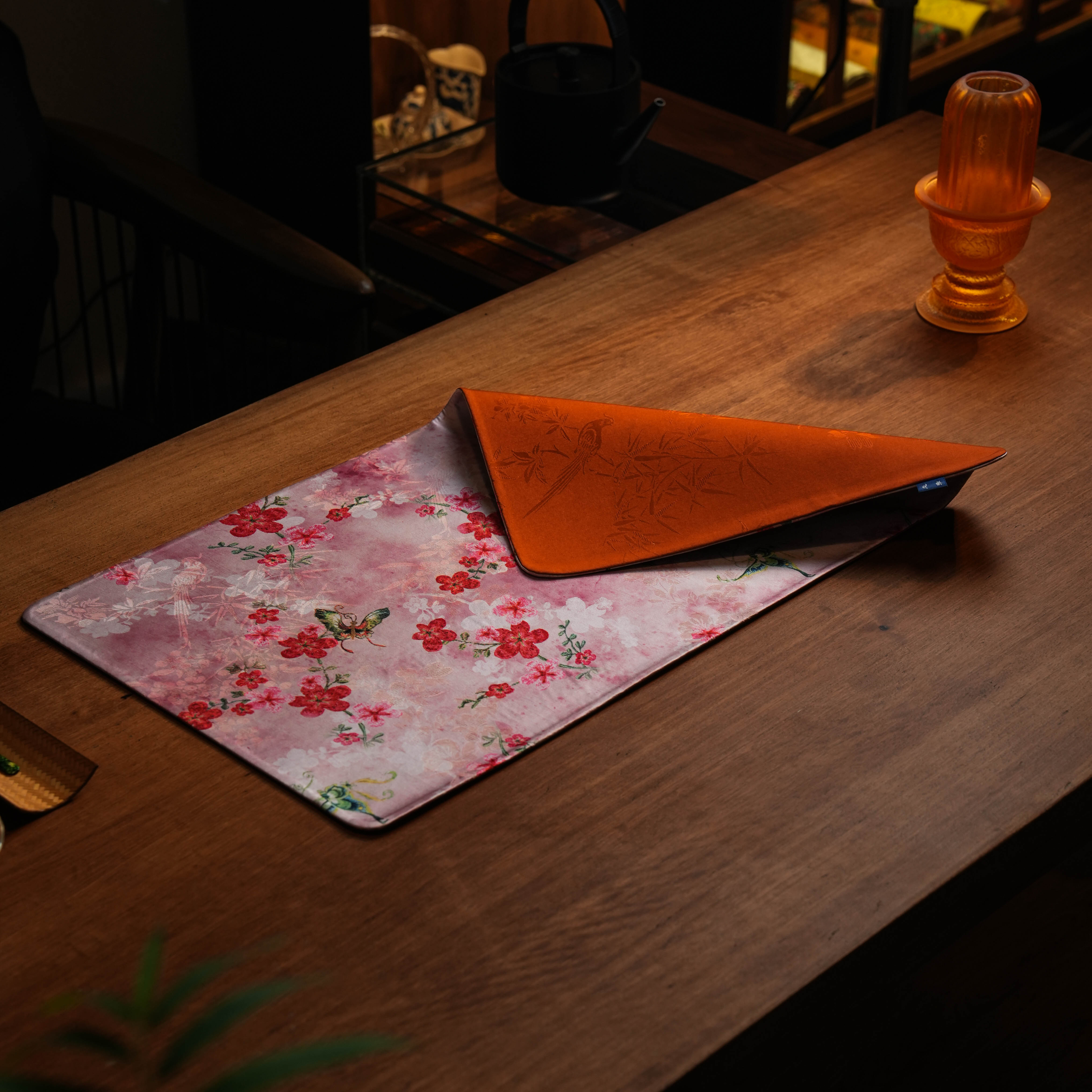 JD0891-粉色红花蝴蝶茶席（65*35）