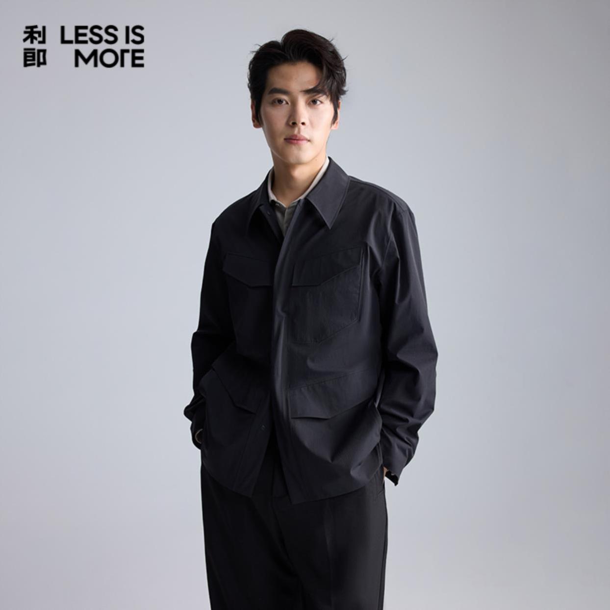 【百搭有型】利郎舒适时尚通勤休闲翻领外套风衣春秋黑色外套男款